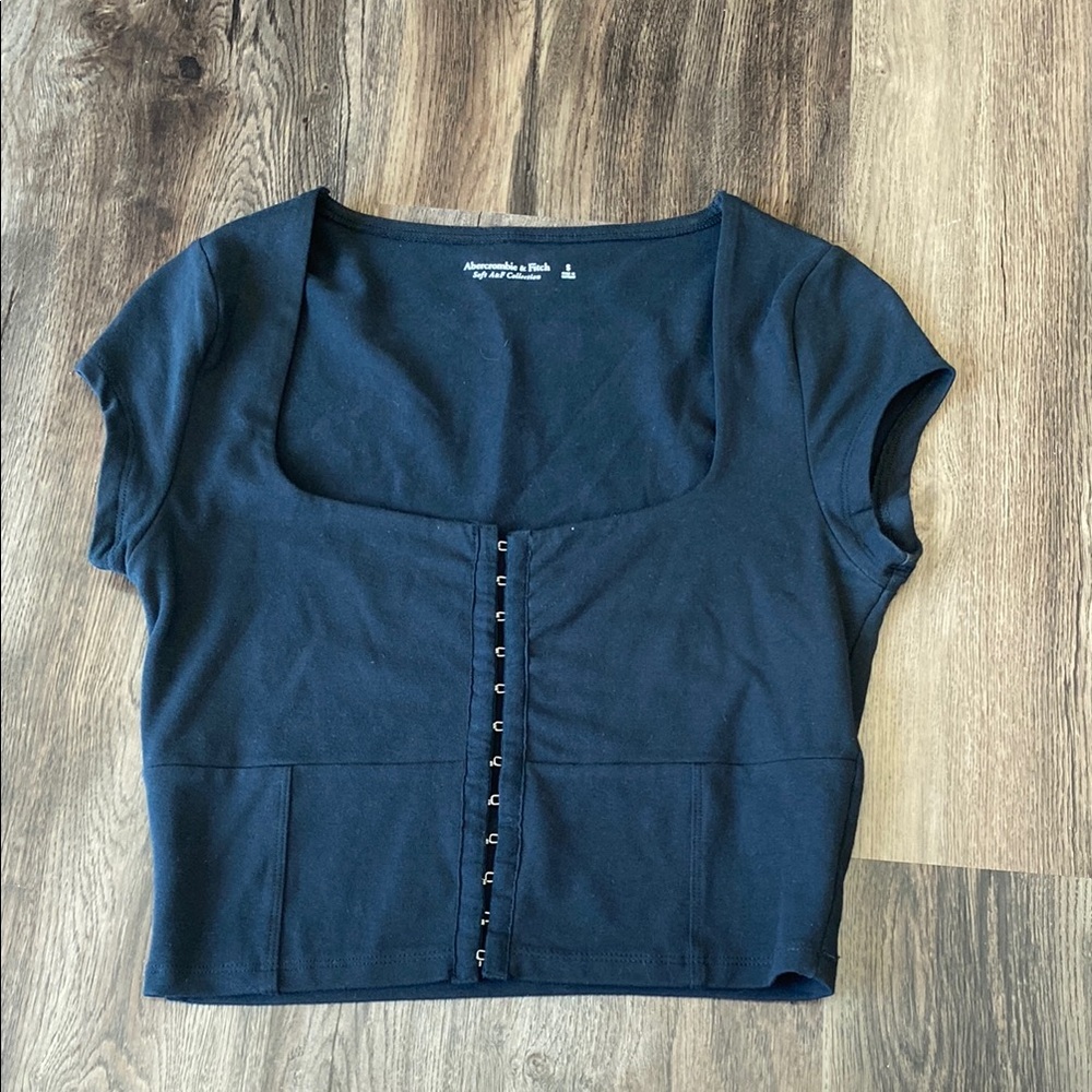 Abercrombie & Fitch Blue Cap Sleeve Crop Blouse